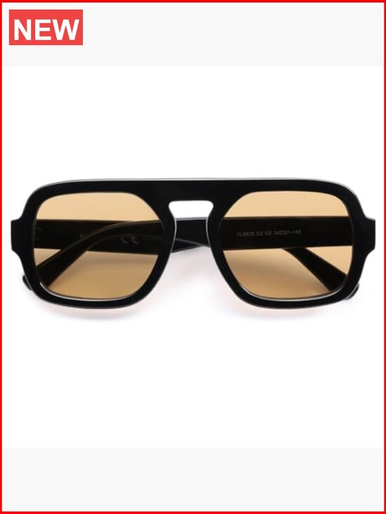 Retro Square Aviator Sunglasses with UV400 Protection - Non-Polarized main image 4